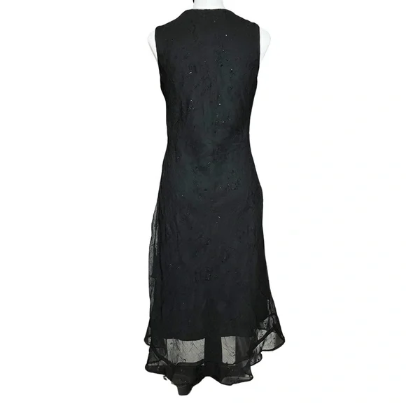 Vintage 90s Black Asymmetrical Sleeveless Dress. Small. Whimsigoth, Fairycore - Picture 4 of 8